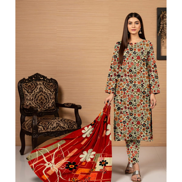 Banadora 3-Piece Linen Printed Suit